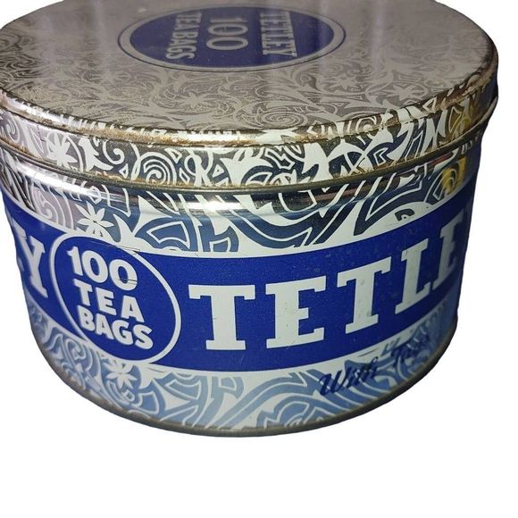 Tetley 100 Tea Bags Other - Antique 30s 40s 50s Metal Round Collectible Tetley Tea Bag Tin Canister